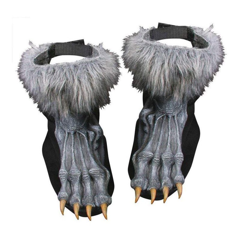 Unbekannt Werwolf Halloween-Schuhüberzieher grau Einheitsgröße | Werewolf Silver Shoe Covers - carnivalstore.de