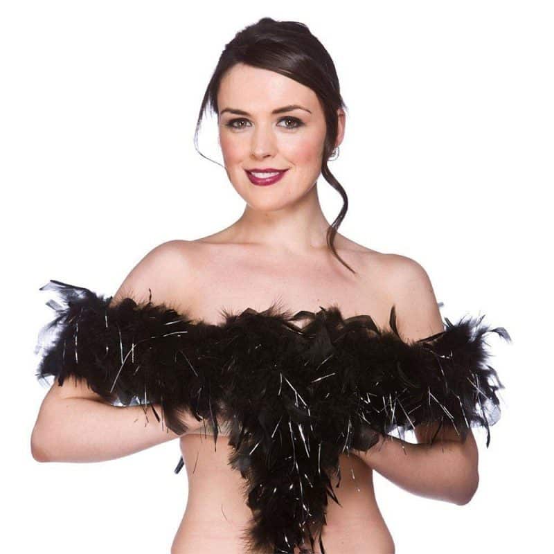 Black & Silver Feather Boa - Karneval Store GmbH