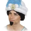 Sultan Cap White with Turquoise Feather