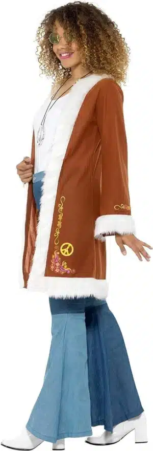Retro Afghan Coat Brown With Fur Trim