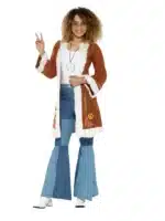 Retro Afghan Coat Brown With Fur Trim