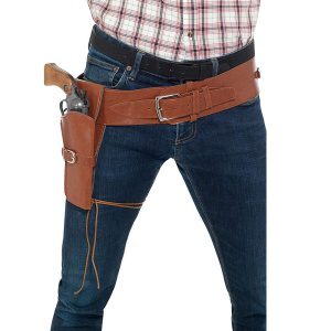 Smiffy's Faux Lieder Single Holster mat Gürtel, Unisex-Erwuessene, One Size