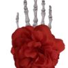 Hair clip skeleton hand Halloween with flower
