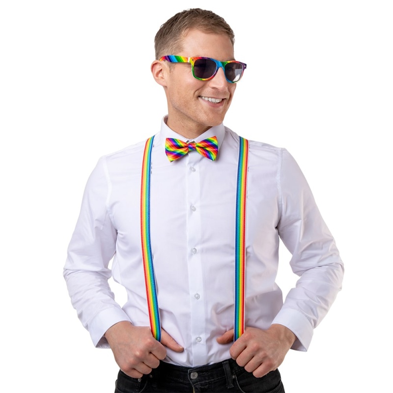 Kit de tirantes con pajarita y gafas arcoíris